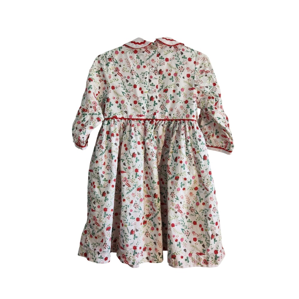 Bella Bliss Girls Floral Ric-Rac Dress White Red Size 5 Peter Pan F-17130 Cotton - Picture 4 of 9